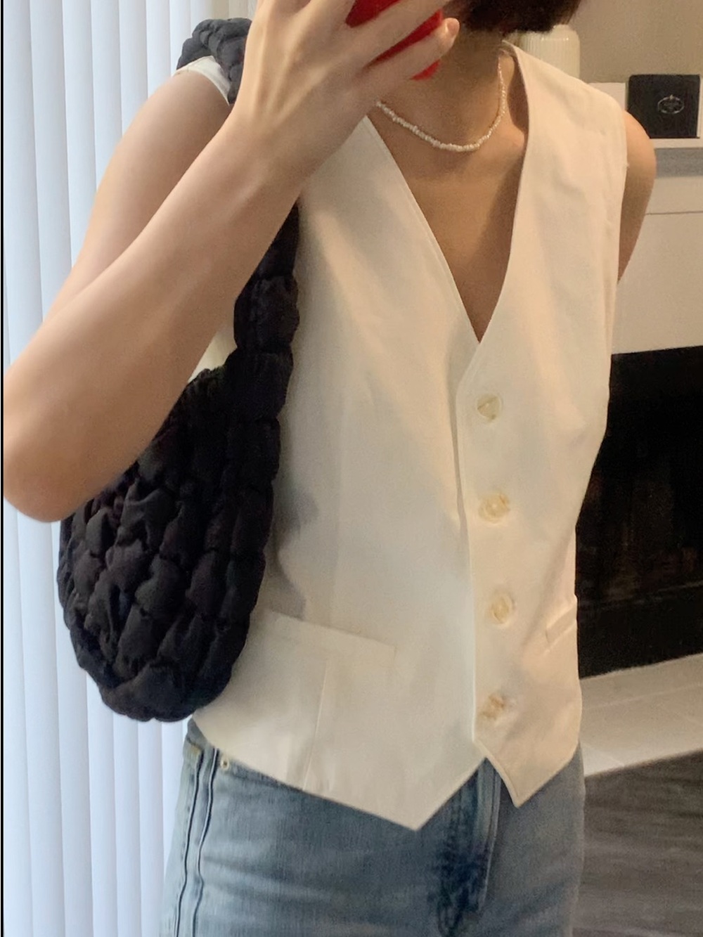 Petite Studio Cream Sleeveless V-Neck Vest
